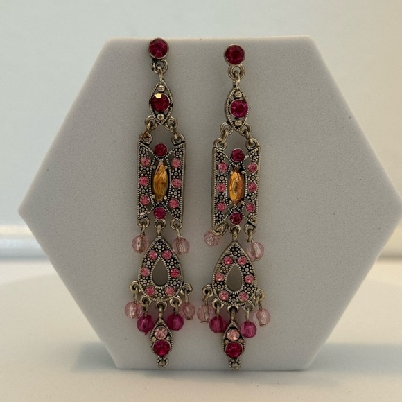 Pink Jeweled Earrings - Picture 4 of 5